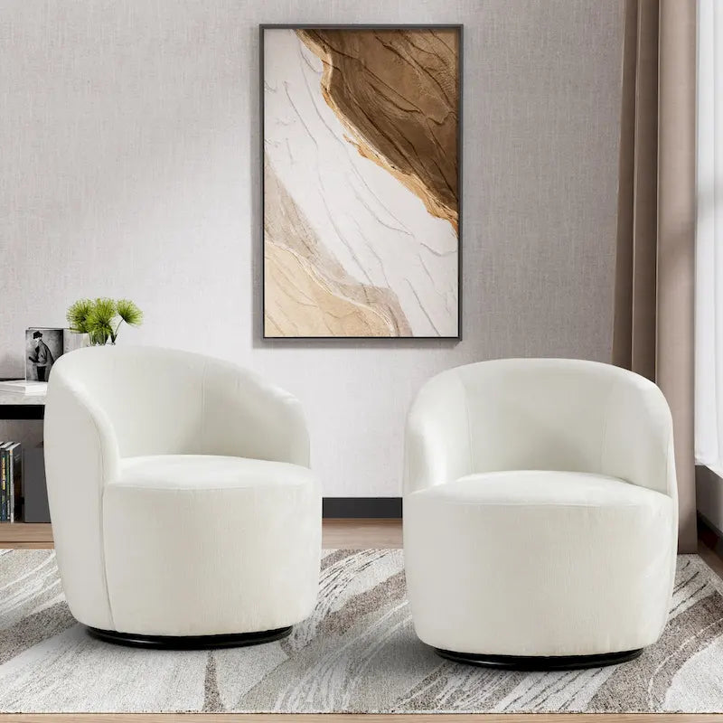 Ouyessir Accent Upholstered Round Velvet 360 Degree Swivel Sofa Chairs