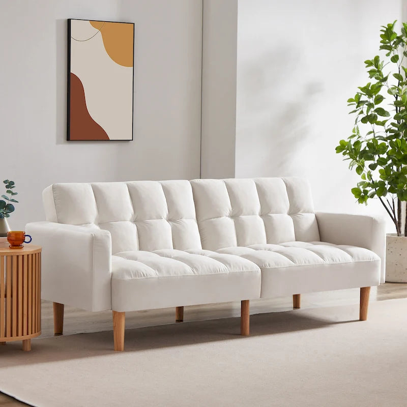 VANOMi 79.52 W Modern Velvet Convertible Sofa For Guest Room Living Room