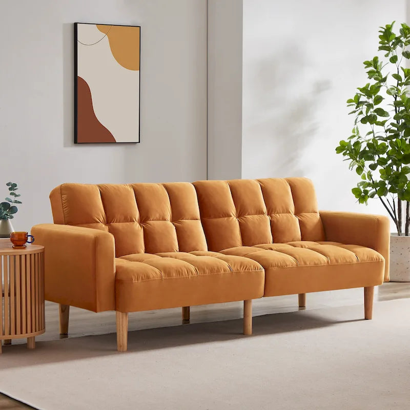 VANOMi 79.52 W Modern Velvet Convertible Sofa For Guest Room Living Room