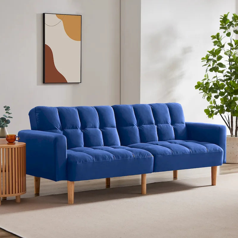 VANOMi 79.52 W Modern Velvet Convertible Sofa For Guest Room Living Room