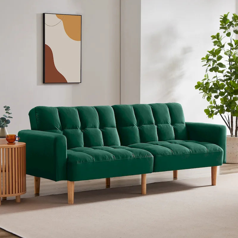 VANOMi 79.52 W Modern Velvet Convertible Sofa For Guest Room Living Room
