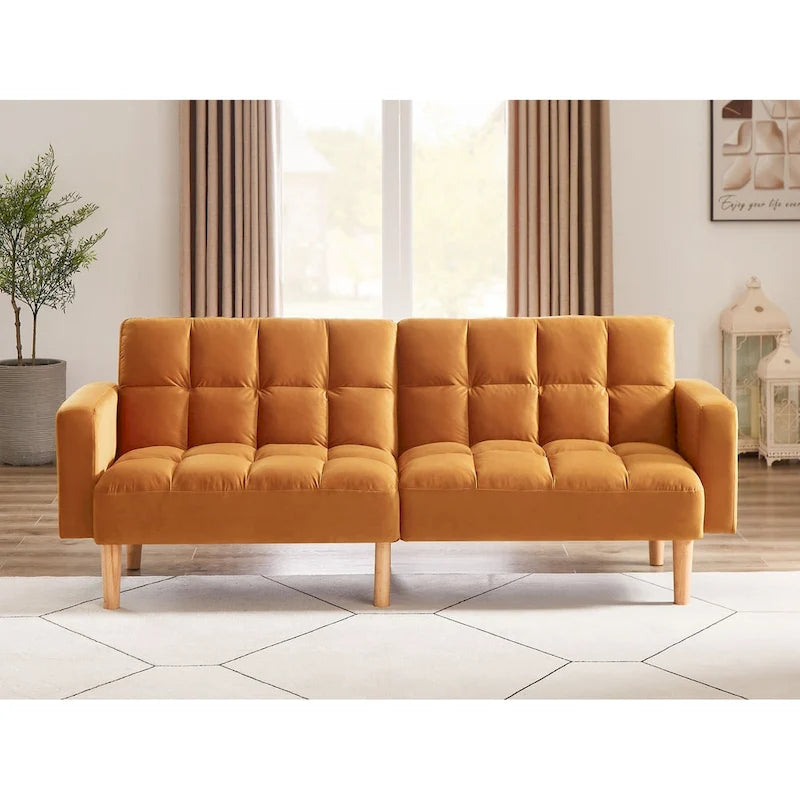 VANOMi 79.52 W Modern Velvet Convertible Sofa For Guest Room Living Room