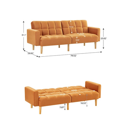 VANOMi 79.52 W Modern Velvet Convertible Sofa For Guest Room Living Room