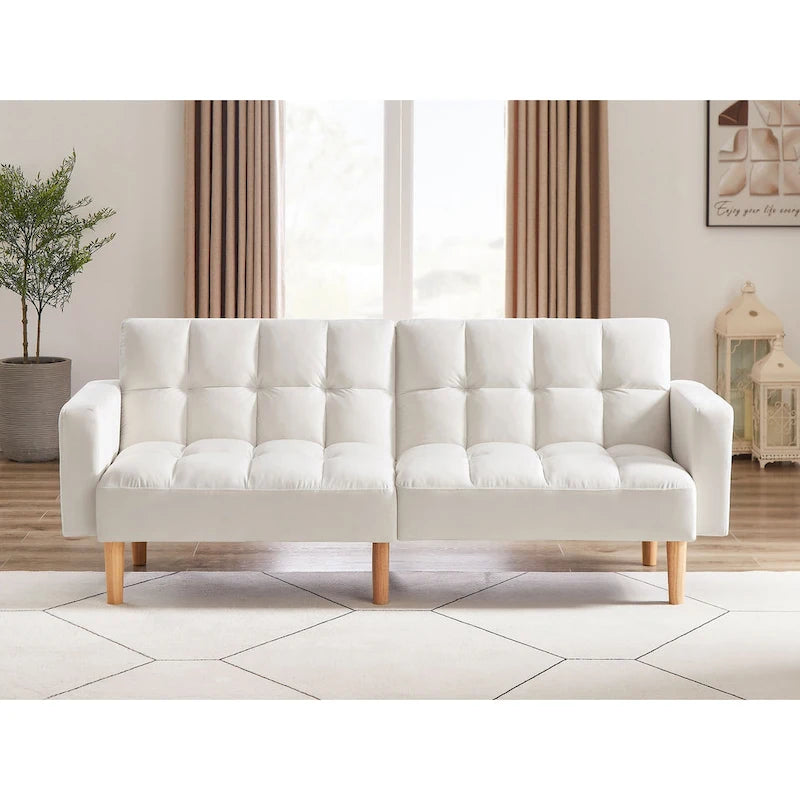 VANOMi 79.52 W Modern Velvet Convertible Sofa For Guest Room Living Room