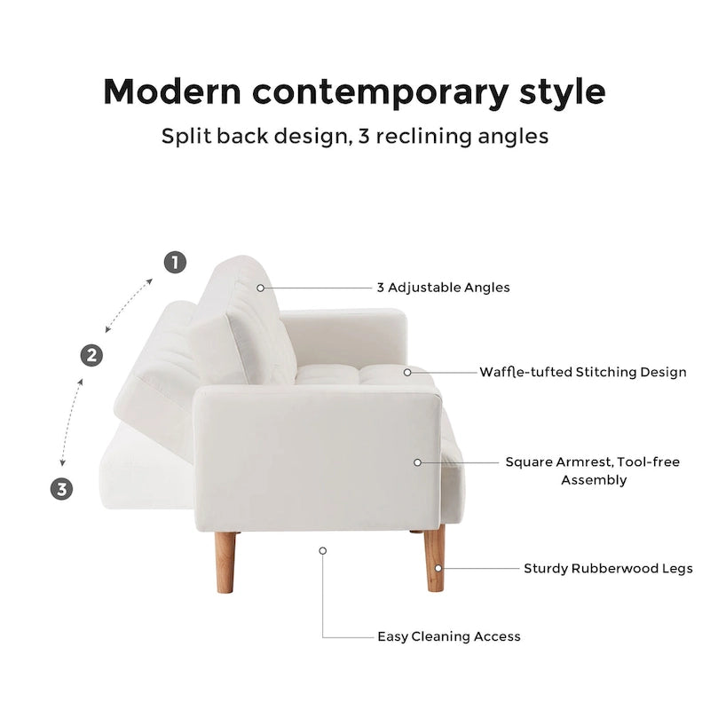 VANOMi 79.52 W Modern Velvet Convertible Sofa For Guest Room Living Room