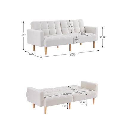 VANOMi 79.52 W Modern Velvet Convertible Sofa For Guest Room Living Room