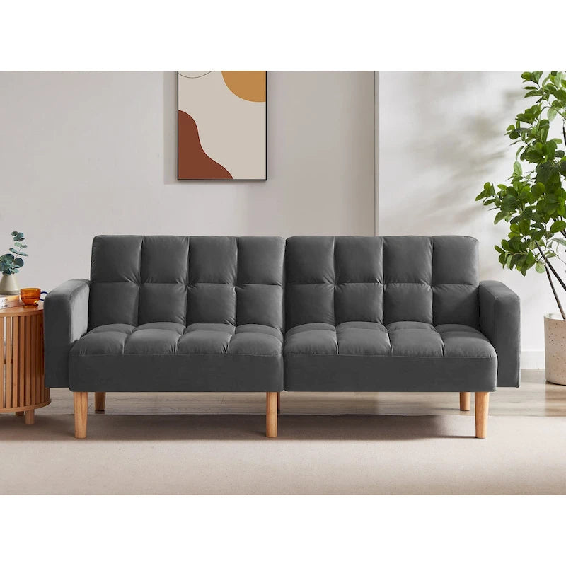 VANOMi 79.52 W Modern Velvet Convertible Sofa For Guest Room Living Room