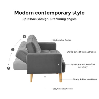 VANOMi 79.52 W Modern Velvet Convertible Sofa For Guest Room Living Room