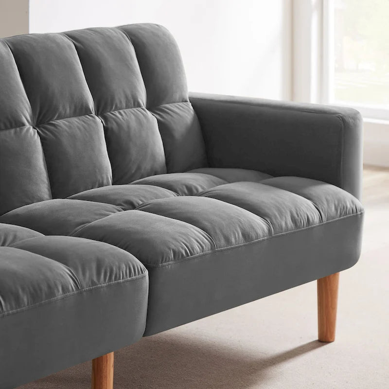VANOMi 79.52 W Modern Velvet Convertible Sofa For Guest Room Living Room
