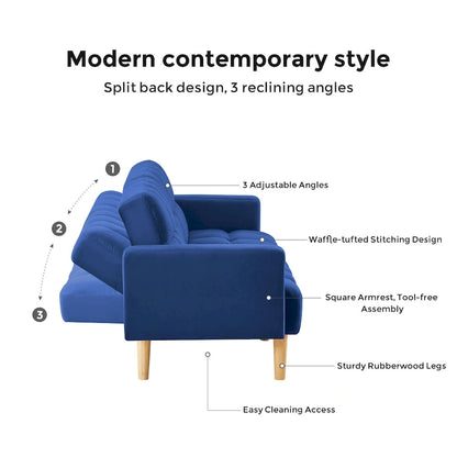 VANOMi 79.52 W Modern Velvet Convertible Sofa For Guest Room Living Room