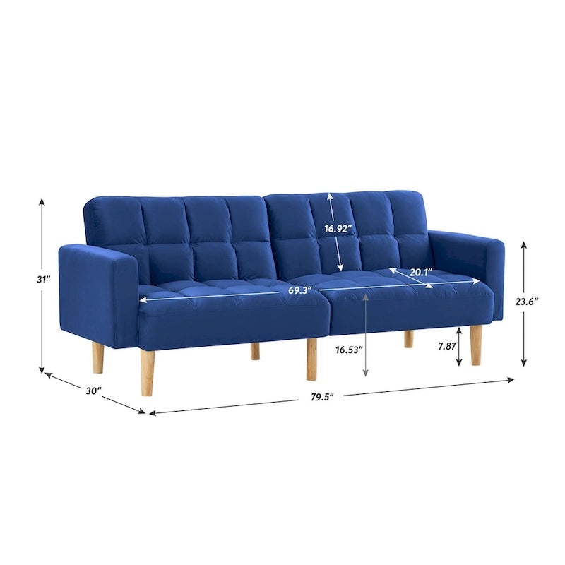 VANOMi 79.52 W Modern Velvet Convertible Sofa For Guest Room Living Room