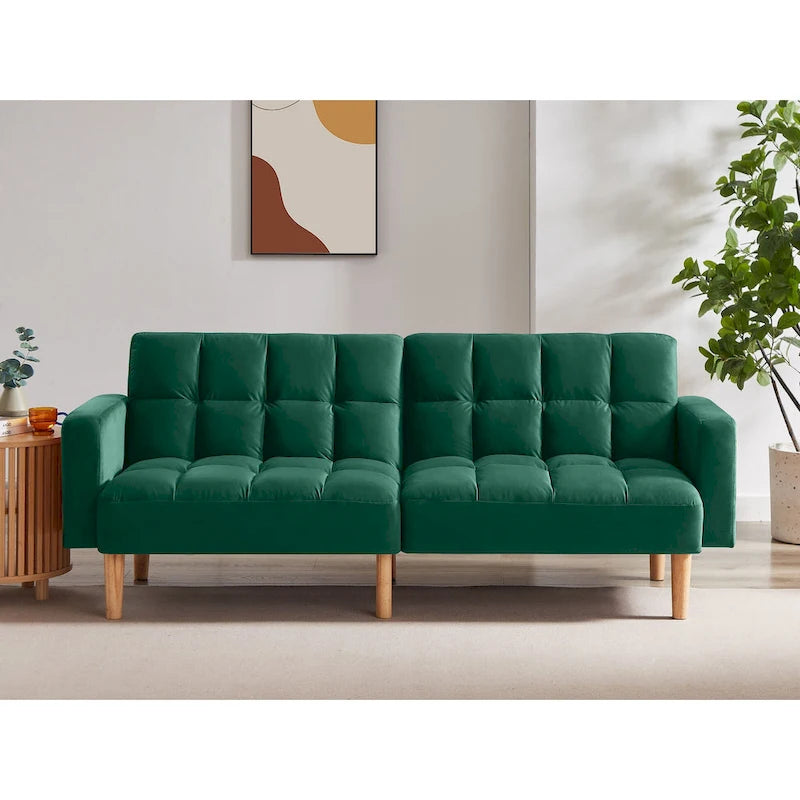 VANOMi 79.52 W Modern Velvet Convertible Sofa For Guest Room Living Room