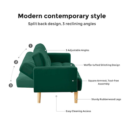 VANOMi 79.52 W Modern Velvet Convertible Sofa For Guest Room Living Room