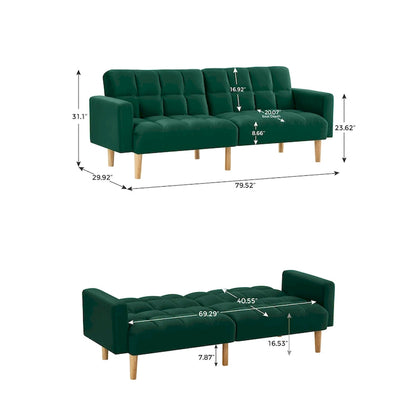 VANOMi 79.52 W Modern Velvet Convertible Sofa For Guest Room Living Room