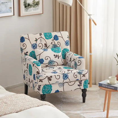 HUIMO Arm Chair Upholstered Button Tufted Accent Chair with Lumbar Pillow Beige/ Grey/ Light Blue/Brown