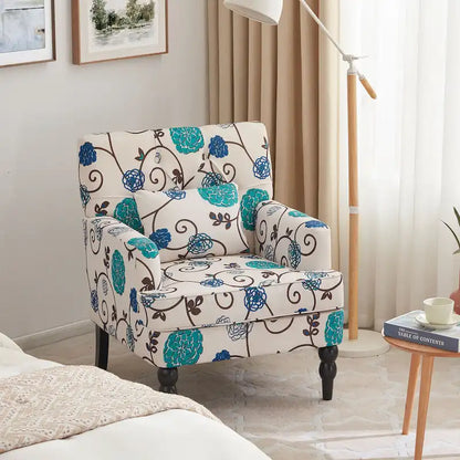 HUIMO Arm Chair Upholstered Button Tufted Accent Chair with Lumbar Pillow Beige/ Grey/ Light Blue/Brown