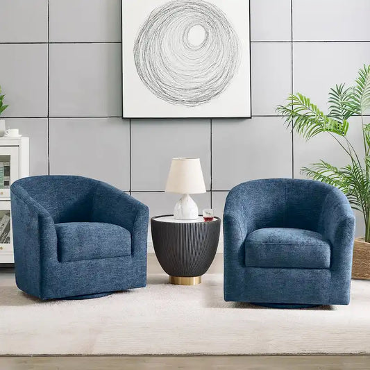 Cuenca Modern Upholstered Barrel Chair with Swivel Base Set of 2