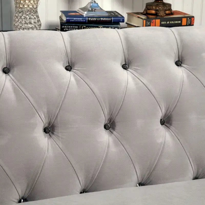 Gito Transitional Velvet Upholstered Tufted Back Sectional by Furniture of America
