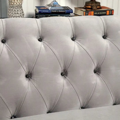 Gito Transitional Velvet Upholstered Tufted Back Sectional by Furniture of America
