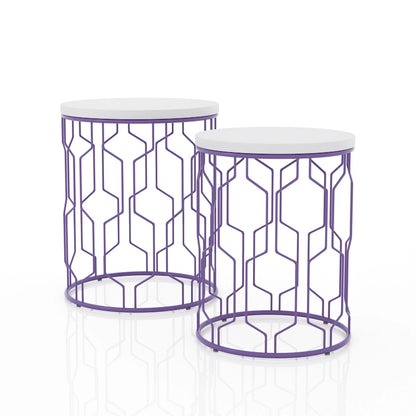 Quarn Modern 16-inch Steel Round 2-Piece Nesting Tables Set by Furniture of America