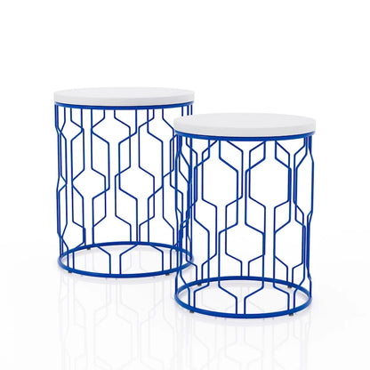 Quarn Modern 16-inch Steel Round 2-Piece Nesting Tables Set by Furniture of America