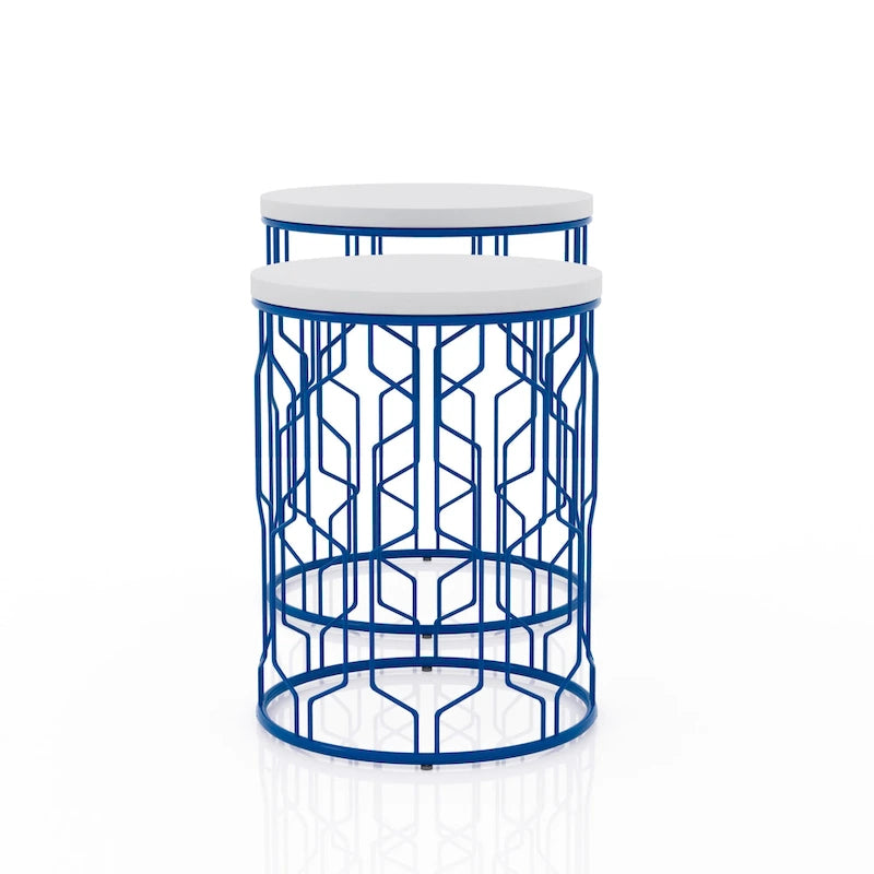 Quarn Modern 16-inch Steel Round 2-Piece Nesting Tables Set by Furniture of America