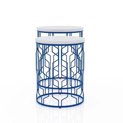 Quarn Modern 16-inch Steel Round 2-Piece Nesting Tables Set by Furniture of America