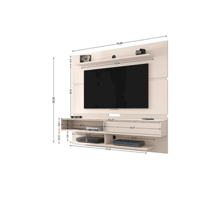 Wall-Mounted Entertainment Center with Shelves - Brown Wood