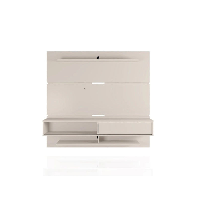 Wall-Mounted Entertainment Center with Shelves - Brown Wood