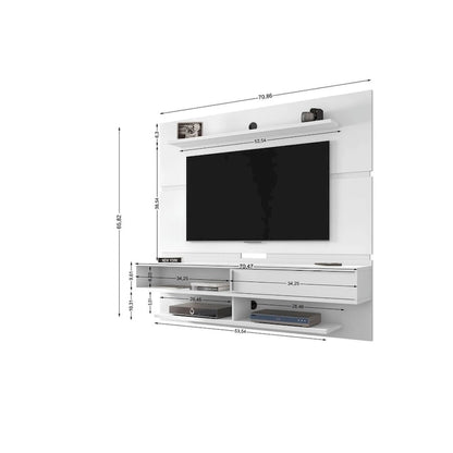 Wall-Mounted Entertainment Center with Shelves - Brown Wood