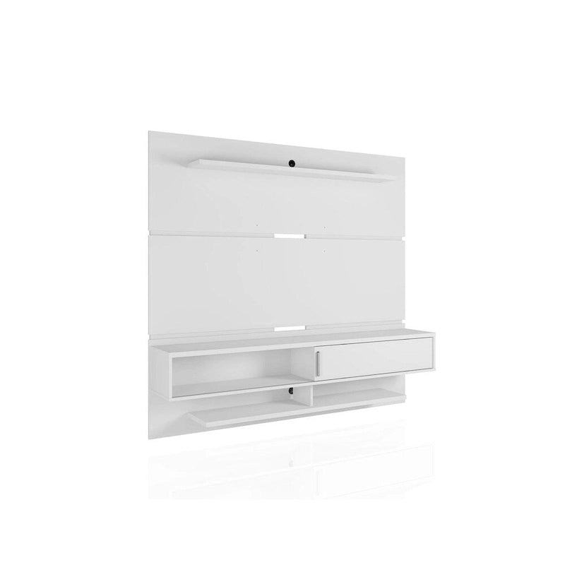 Wall-Mounted Entertainment Center with Shelves - Brown Wood