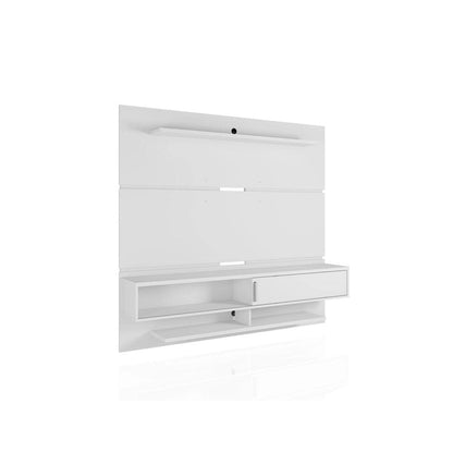 Wall-Mounted Entertainment Center with Shelves - Brown Wood