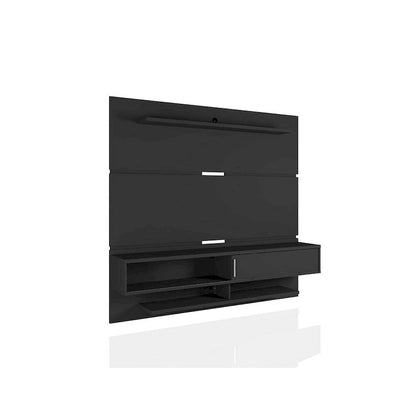 Wall-Mounted Entertainment Center with Shelves - Brown Wood