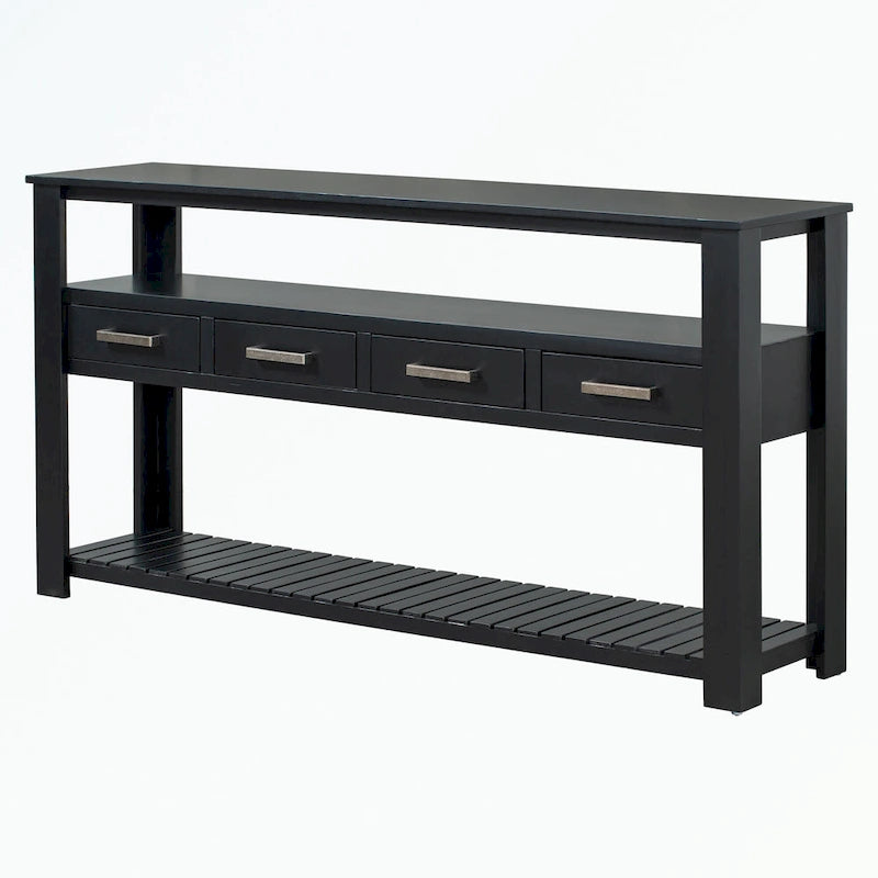 Console Table with 4 Drawers and 2 Shelves