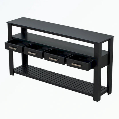 Console Table with 4 Drawers and 2 Shelves