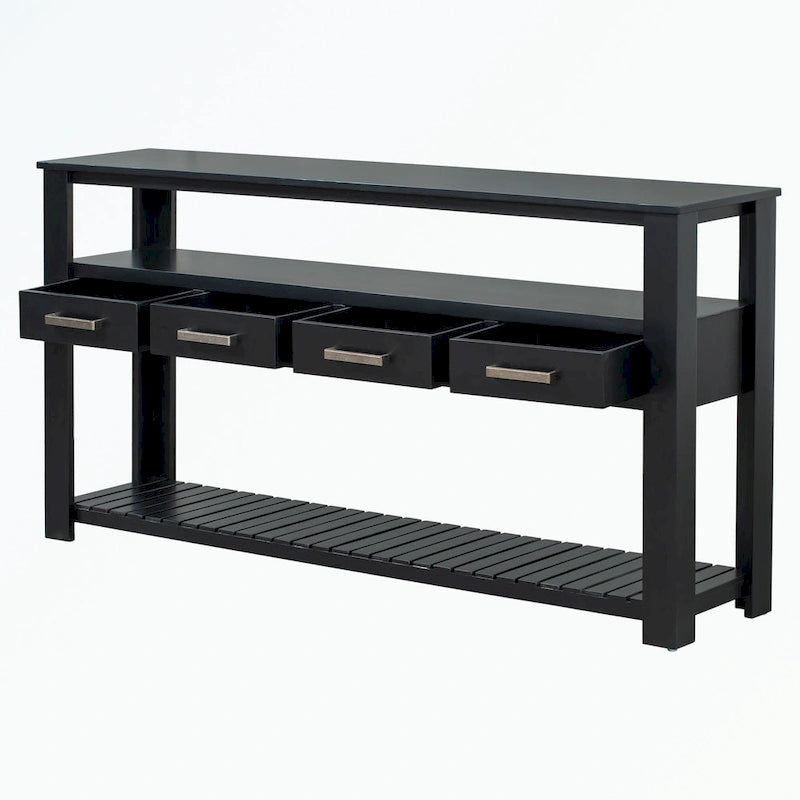 Console Table with 4 Drawers and 2 Shelves