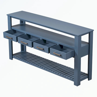 Console Table with 4 Drawers and 2 Shelves