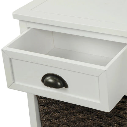 28  Wood 2 Drawers Storage Cabinet with 4 Rattan Basket