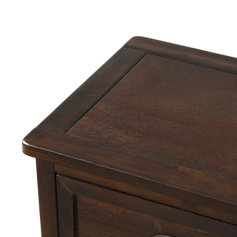 28  Wood 2 Drawers Storage Cabinet with 4 Rattan Basket