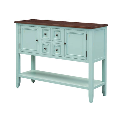 Nestfair Retro Sideboard Console Table with Drawers and Bottom Shelf