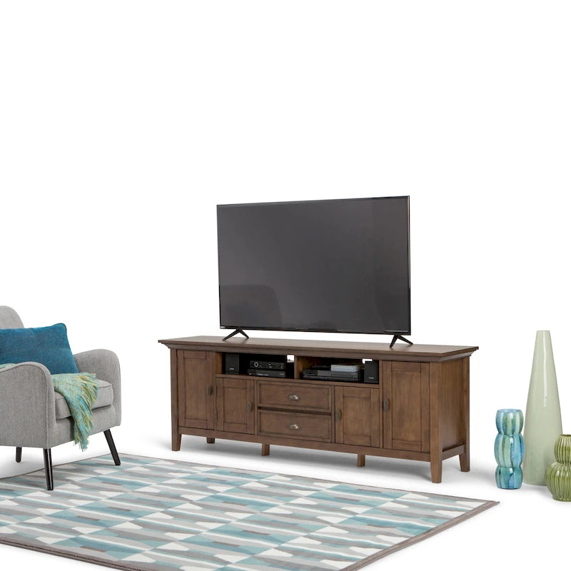 WYNDENHALL Mansfield SOLID WOOD 72 inch Wide Transitional TV Media Stand For TVs up to 80 inches - 72  W x 16.5  D x 26  H