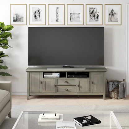 WYNDENHALL Mansfield SOLID WOOD 72 inch Wide Transitional TV Media Stand For TVs up to 80 inches - 72  W x 16.5  D x 26  H