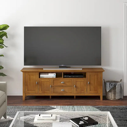 WYNDENHALL Mansfield SOLID WOOD 72 inch Wide Transitional TV Media Stand For TVs up to 80 inches - 72  W x 16.5  D x 26  H