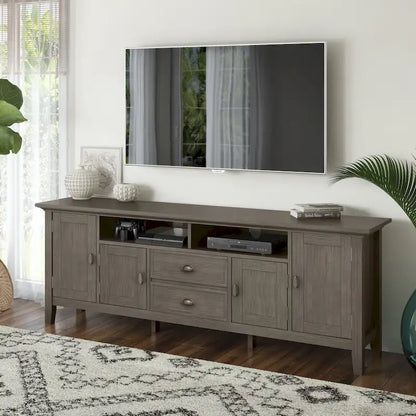WYNDENHALL Mansfield SOLID WOOD 72 inch Wide Transitional TV Media Stand For TVs up to 80 inches - 72  W x 16.5  D x 26  H