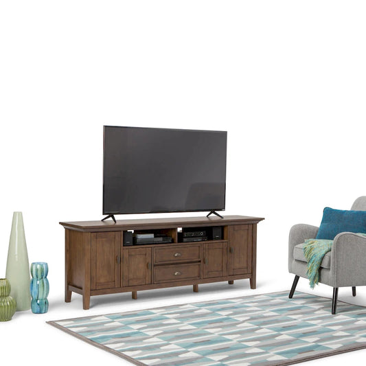 WYNDENHALL Mansfield SOLID WOOD 72 inch Wide Transitional TV Media Stand For TVs up to 80 inches - 72  W x 16.5  D x 26  H