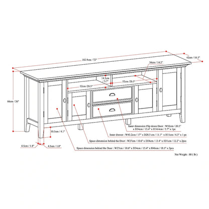 WYNDENHALL Mansfield SOLID WOOD 72 inch Wide Transitional TV Media Stand For TVs up to 80 inches - 72  W x 16.5  D x 26  H