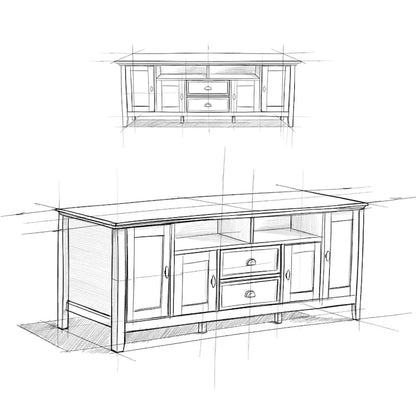 WYNDENHALL Mansfield SOLID WOOD 72 inch Wide Transitional TV Media Stand For TVs up to 80 inches - 72  W x 16.5  D x 26  H
