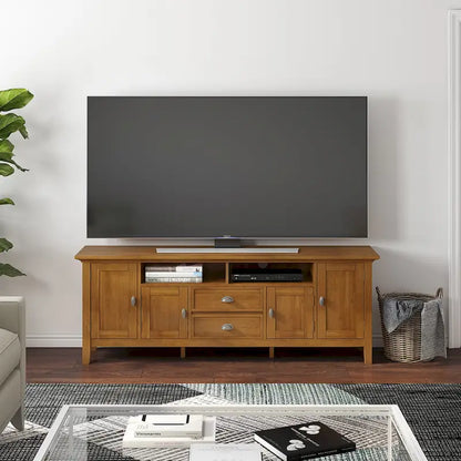 WYNDENHALL Mansfield SOLID WOOD 72 inch Wide Transitional TV Media Stand For TVs up to 80 inches - 72  W x 16.5  D x 26  H