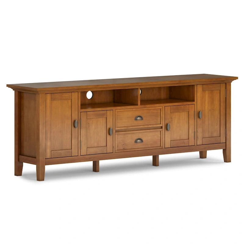 WYNDENHALL Mansfield SOLID WOOD 72 inch Wide Transitional TV Media Stand For TVs up to 80 inches - 72  W x 16.5  D x 26  H