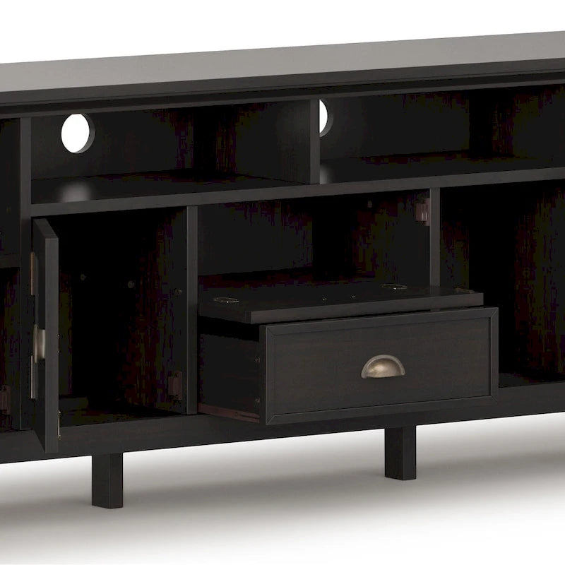 WYNDENHALL Mansfield SOLID WOOD 72 inch Wide Transitional TV Media Stand For TVs up to 80 inches - 72  W x 16.5  D x 26  H